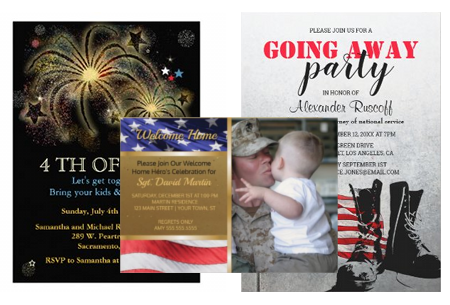 Patriotic greeting cards and invitations